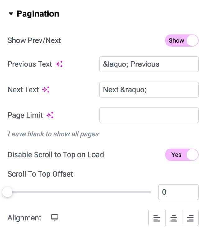 DA - Portfolio Pagination Settings