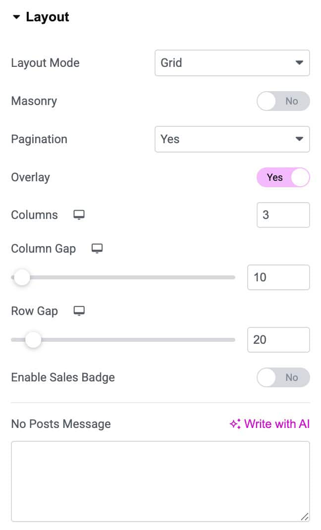 DA - Portfolio Layout Settings