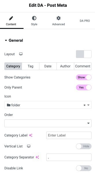 DA - Post Meta General Settings