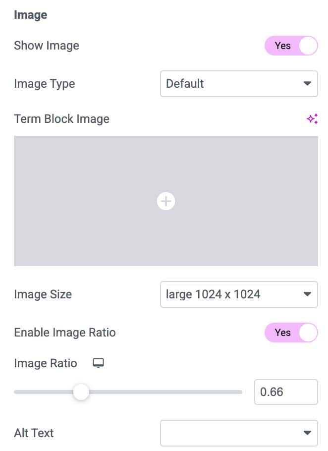 DA - Taxonomy Blocks Image Settings