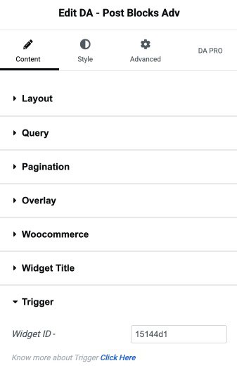 DA - Trigger Find Trigger ID Settings