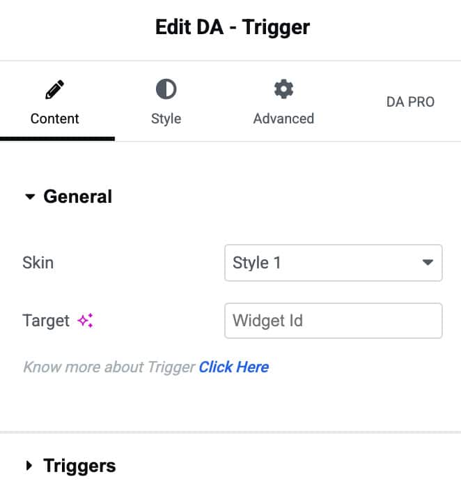 DA - Trigger General Settings