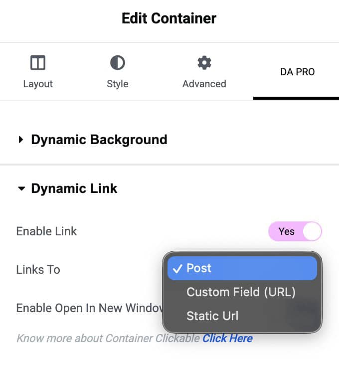 Make Container Clickable in Elementor