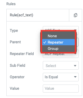 Support ACF Repeater Field