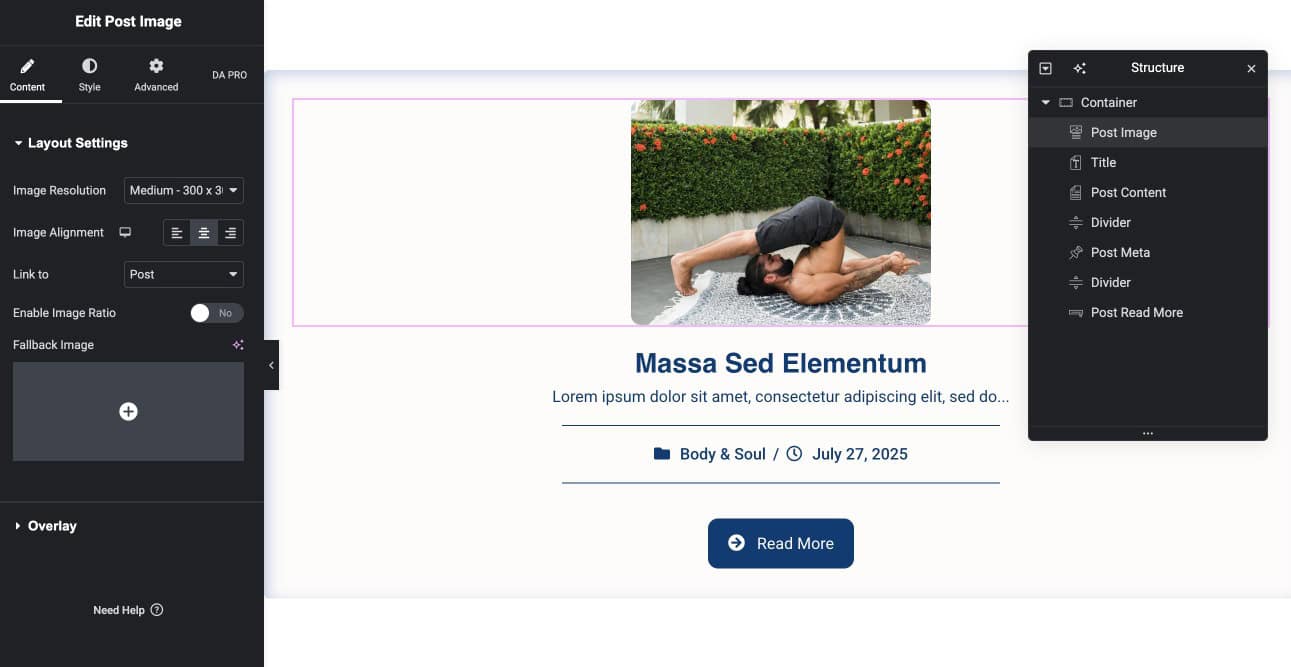 Configure Block Layout in Elementor