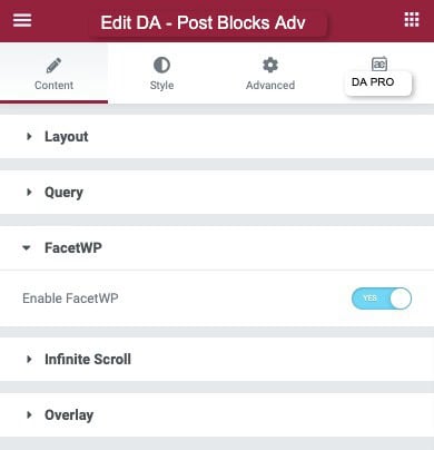Enable FacetWP in Post Block