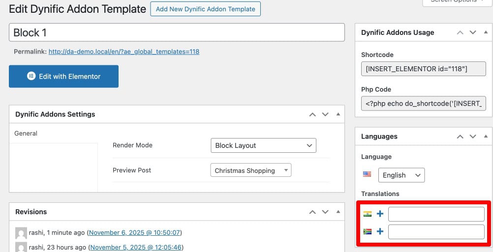 Enable Translation in Dynific Addon Template