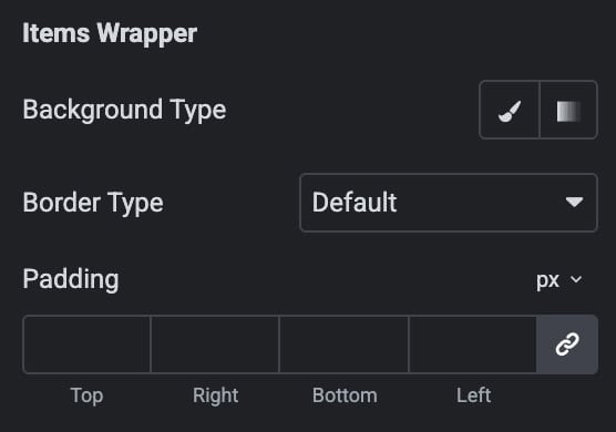 Playlist Items Wrapper Style Settings