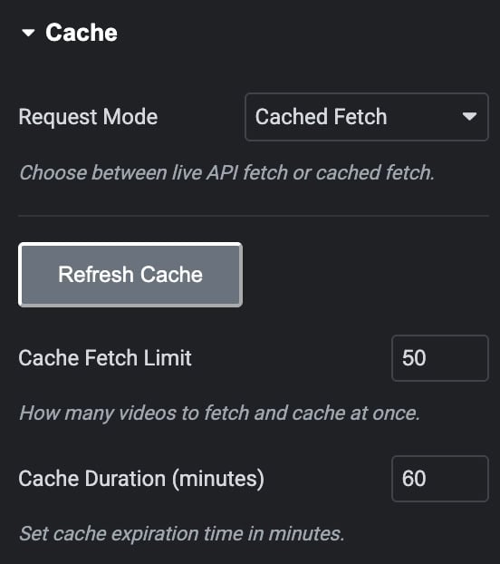 Cache Settings