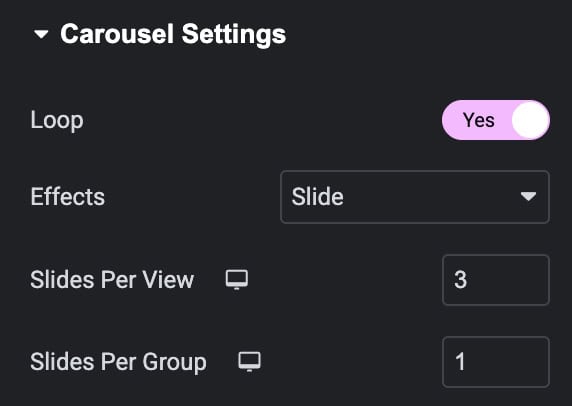 Carousel Settings