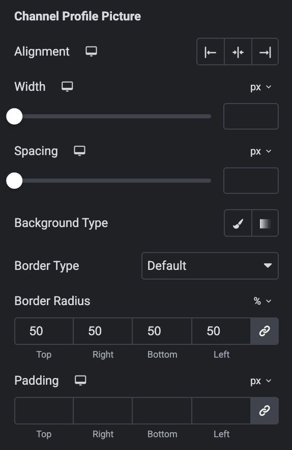 Channel Profile Picture Style Settings