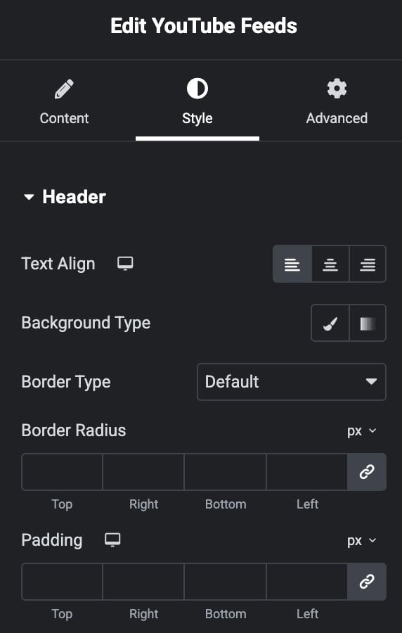 YouTube Feeds Header Style