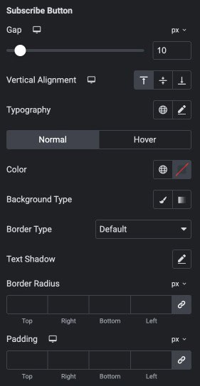 Header Subscribe Button Settings