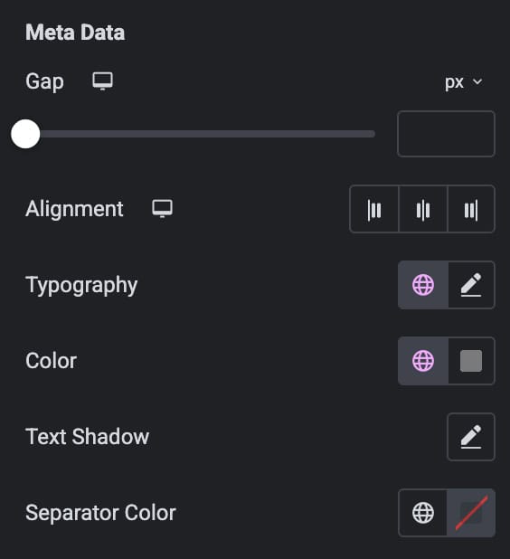 Header Meta Data Settings