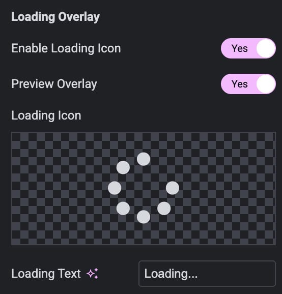 Loading Overlay Settings