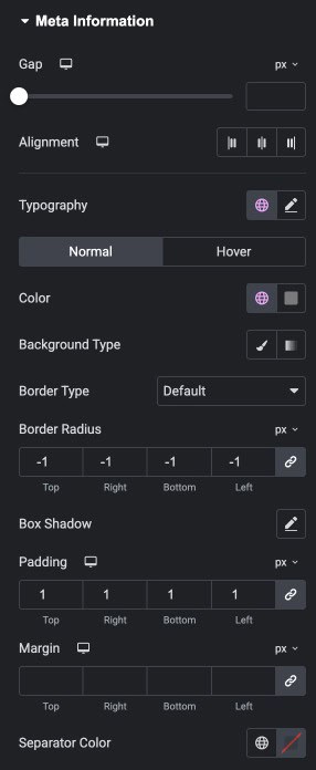Video Meta Information Style Settings