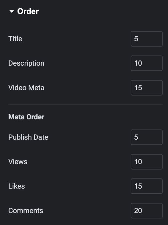 Order Data Settings