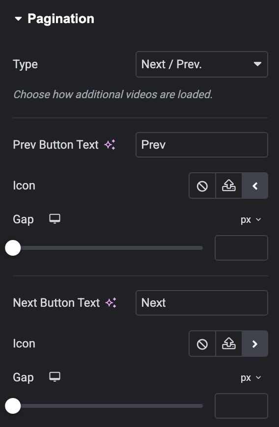 Pagination Setting(Next/Prev)