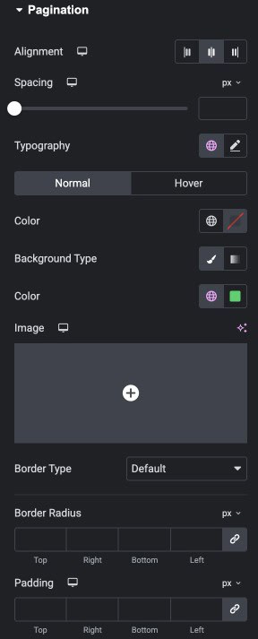 Pagination Style Settings