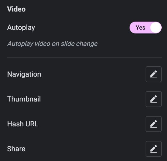 LightBox Video Settings