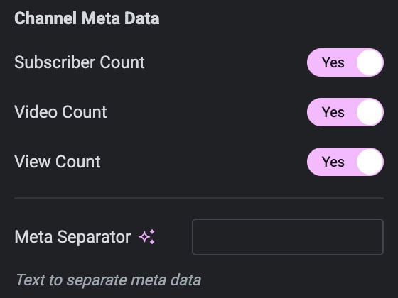 YouTube Channel Meta Data Settings