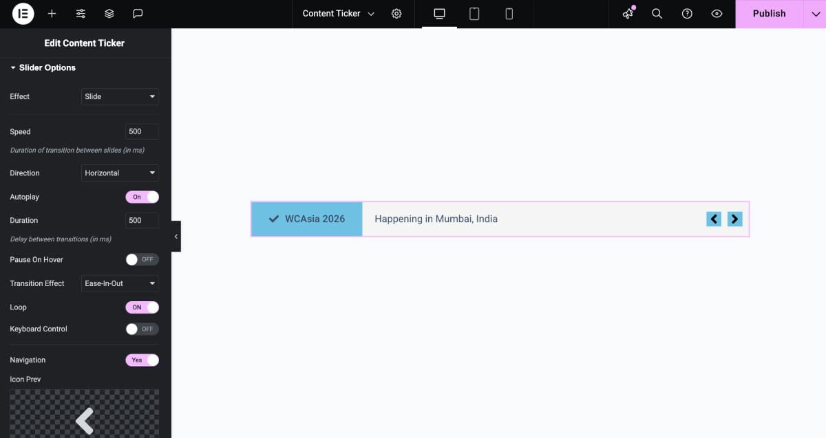 Configure Slider Options Settings