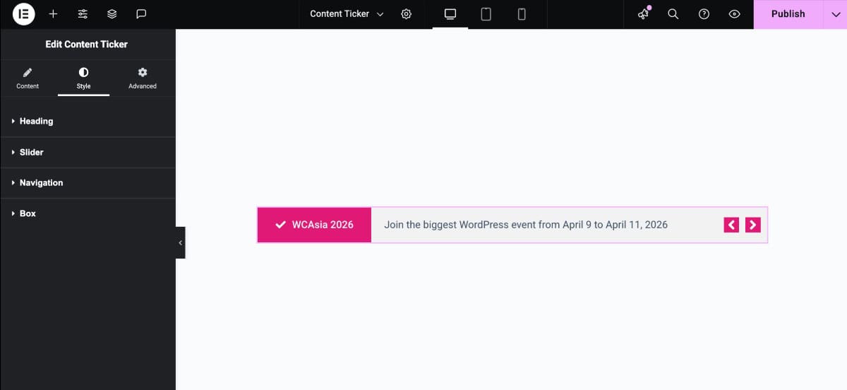 Style Content Ticker