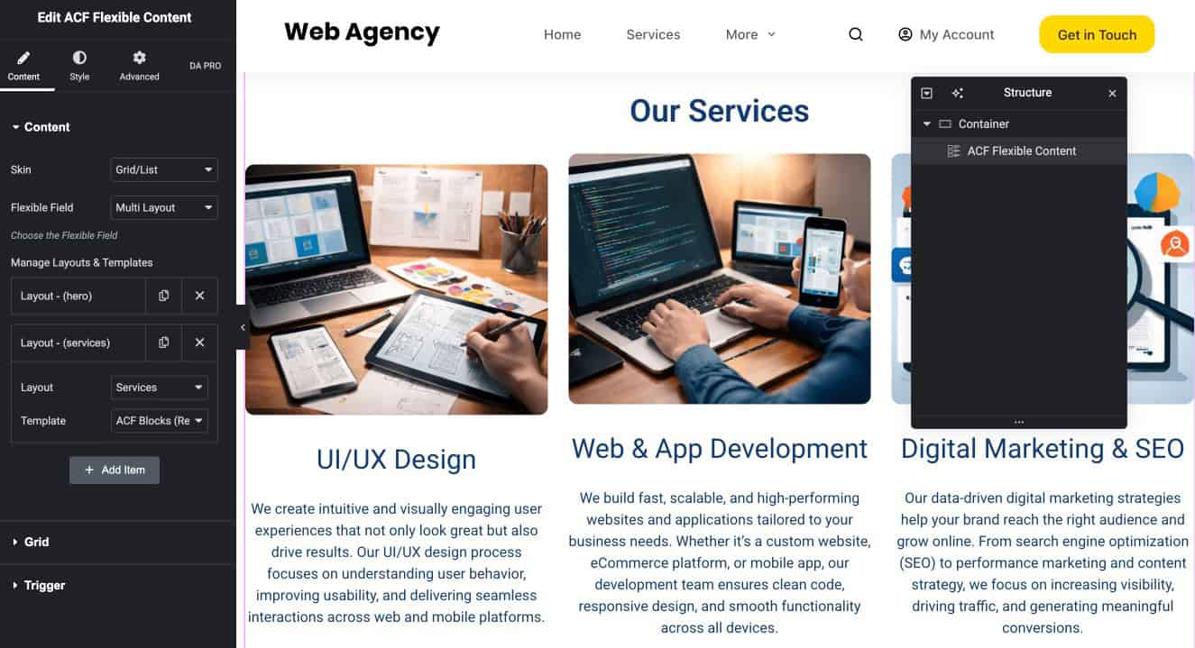 Display Flexible Layout on Page Using ACF Flexible Content Widget