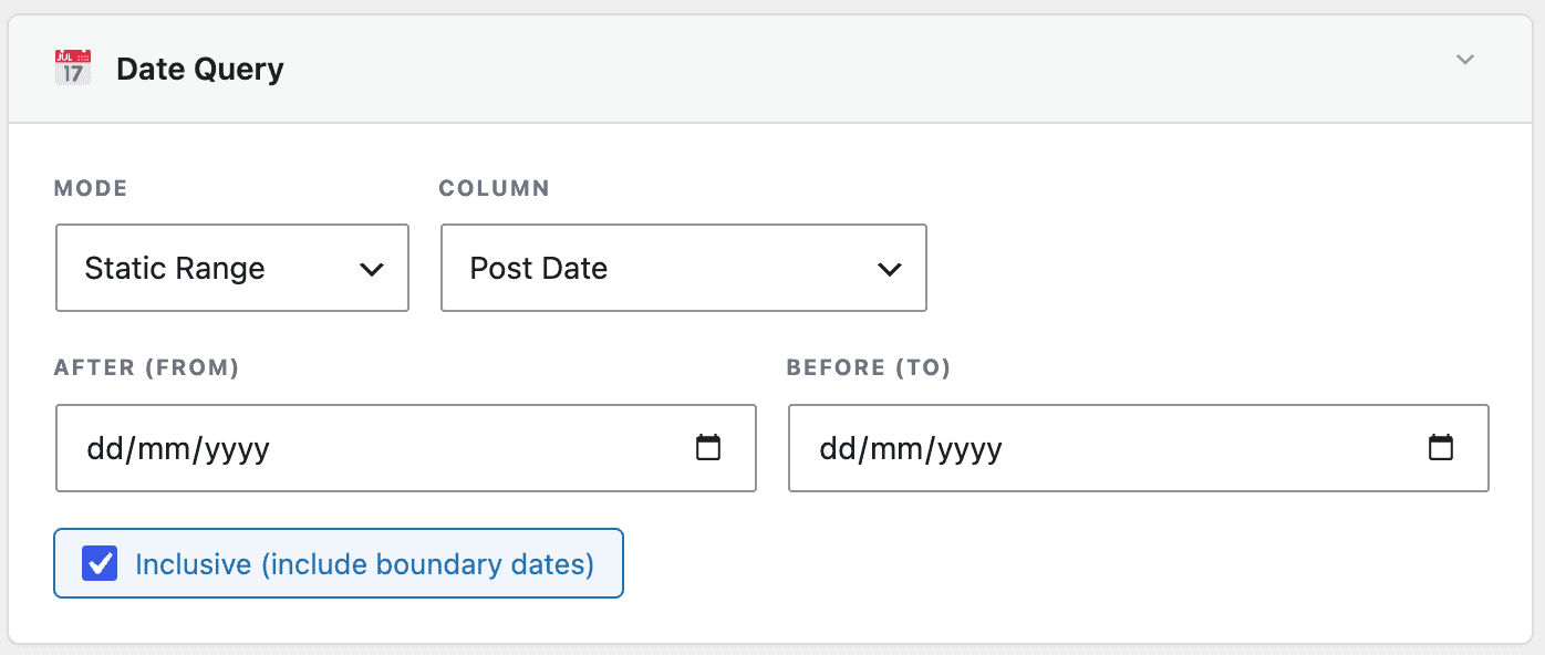 Set up Date Query