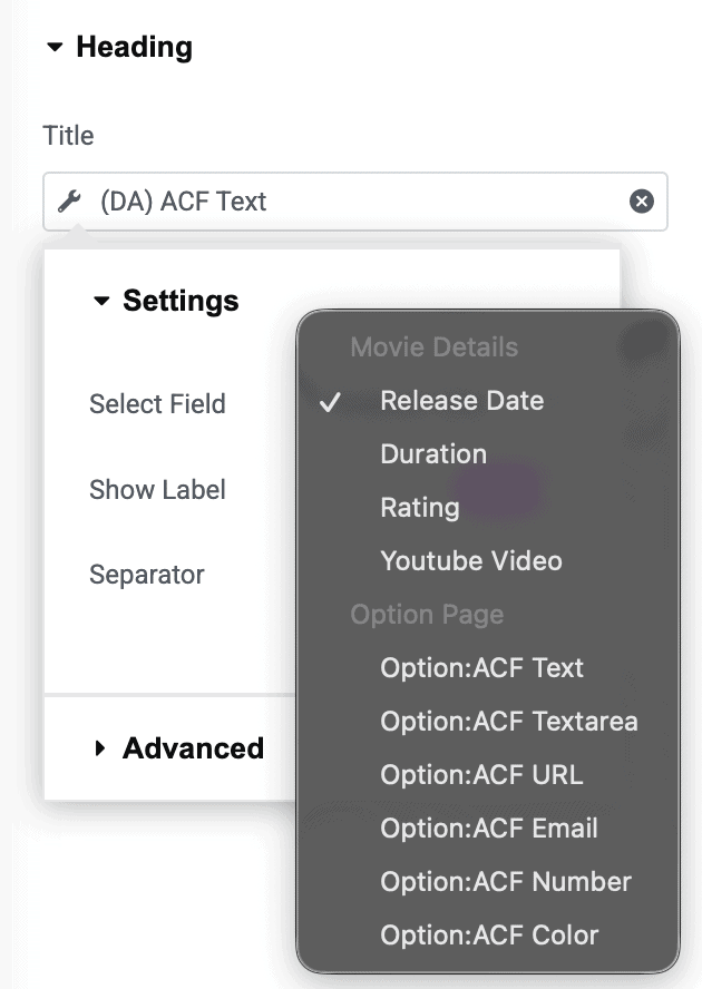 ACF Options Page Dynamic Data