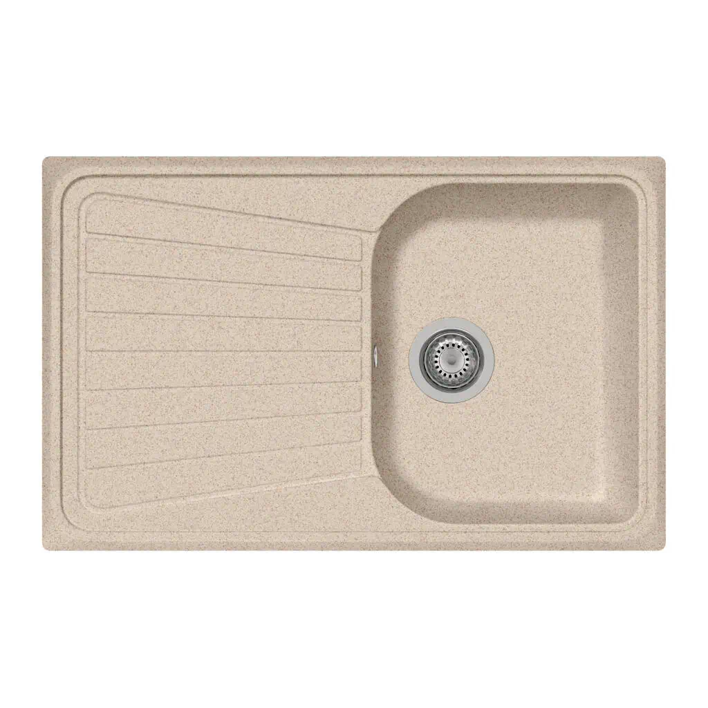 Lavello cucina beige con scivolo