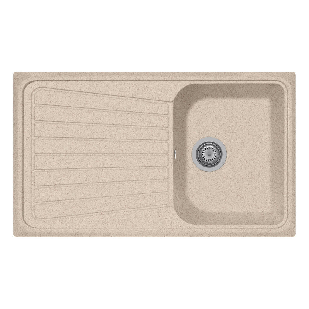 Lavello cucina beige con scolapiatti