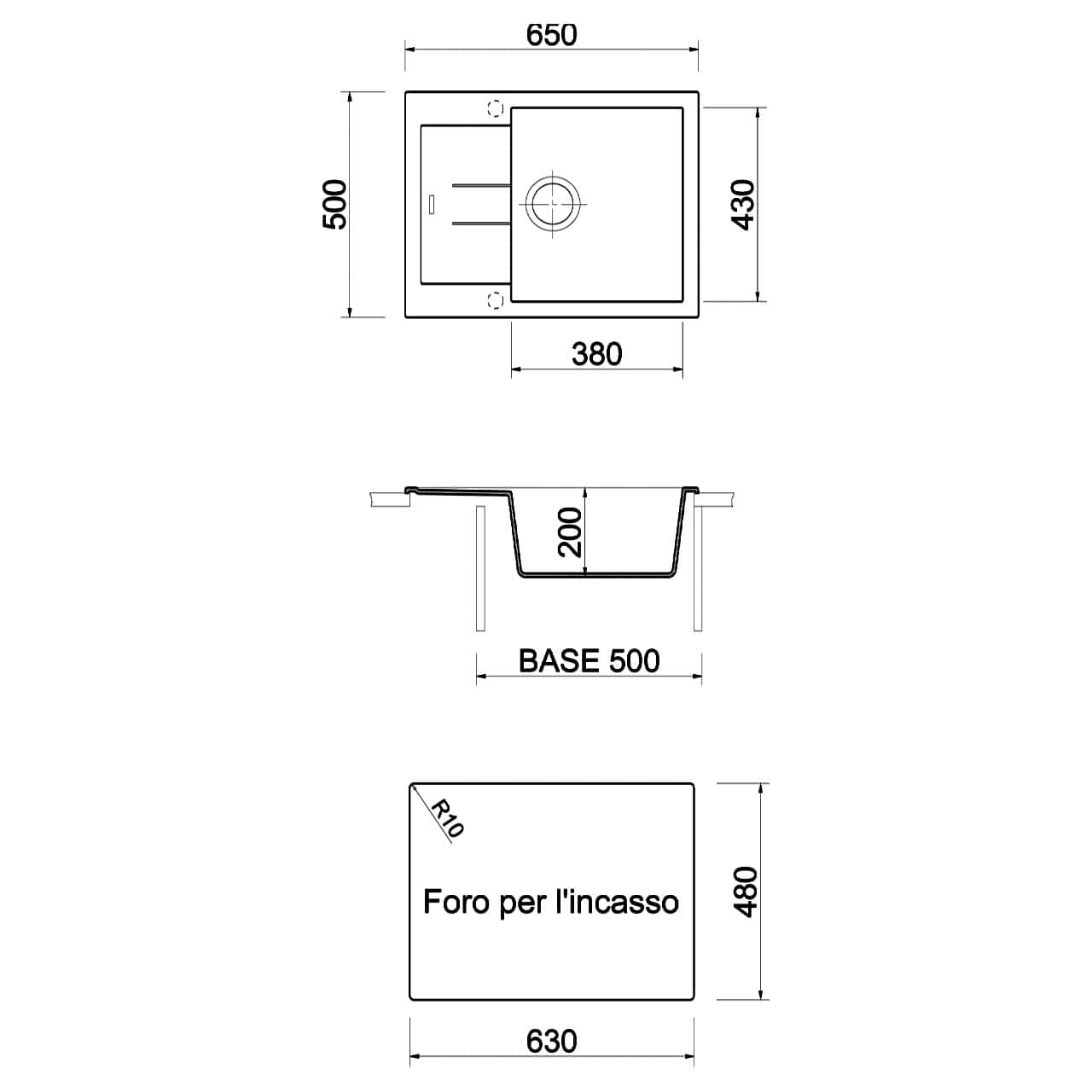 Plados AM6510 - Lavello Cucina 1 Vasca con Gocciolatoio - immagine 2