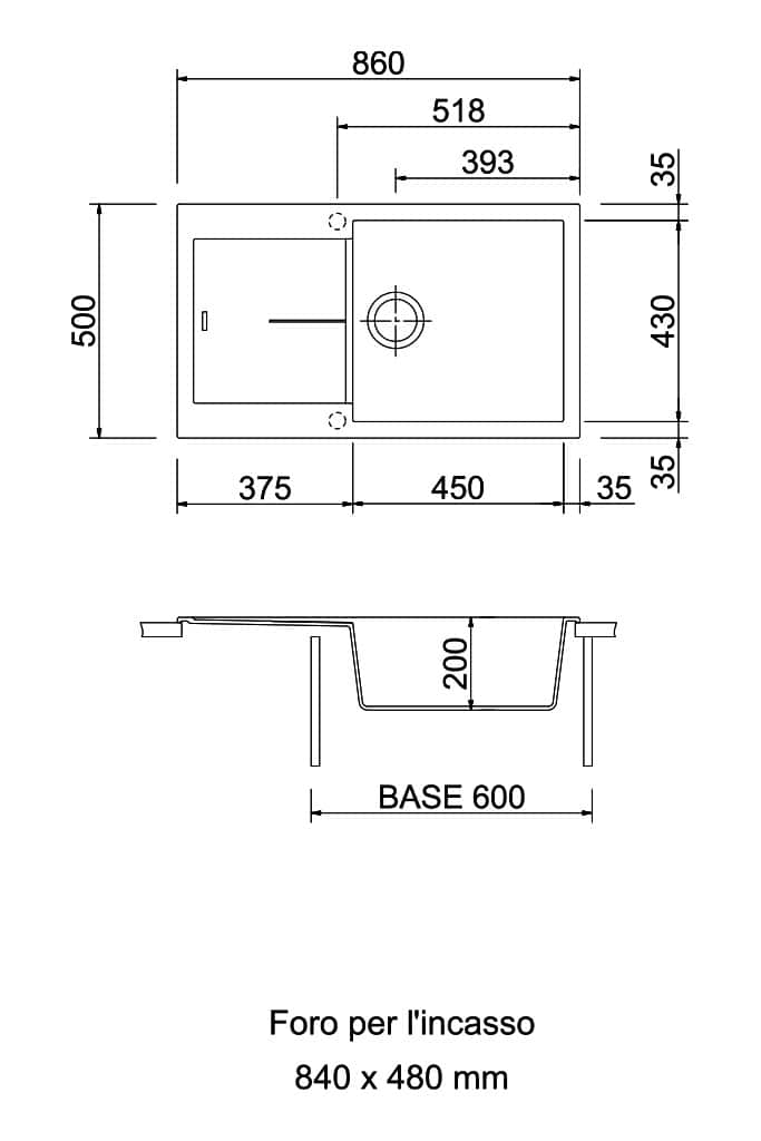 Plados NF8610 - Lavello Cucina 1 Vasca con Gocciolatoio - immagine 2