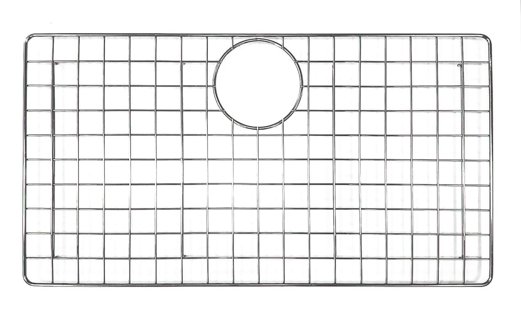 La GRID84 Griglia fondo vasca è una griglia per lavello rettangolare in acciaio inox caratterizzata da un foro di drenaggio integrato al centro e uno schema a griglia di aperture quadrate.