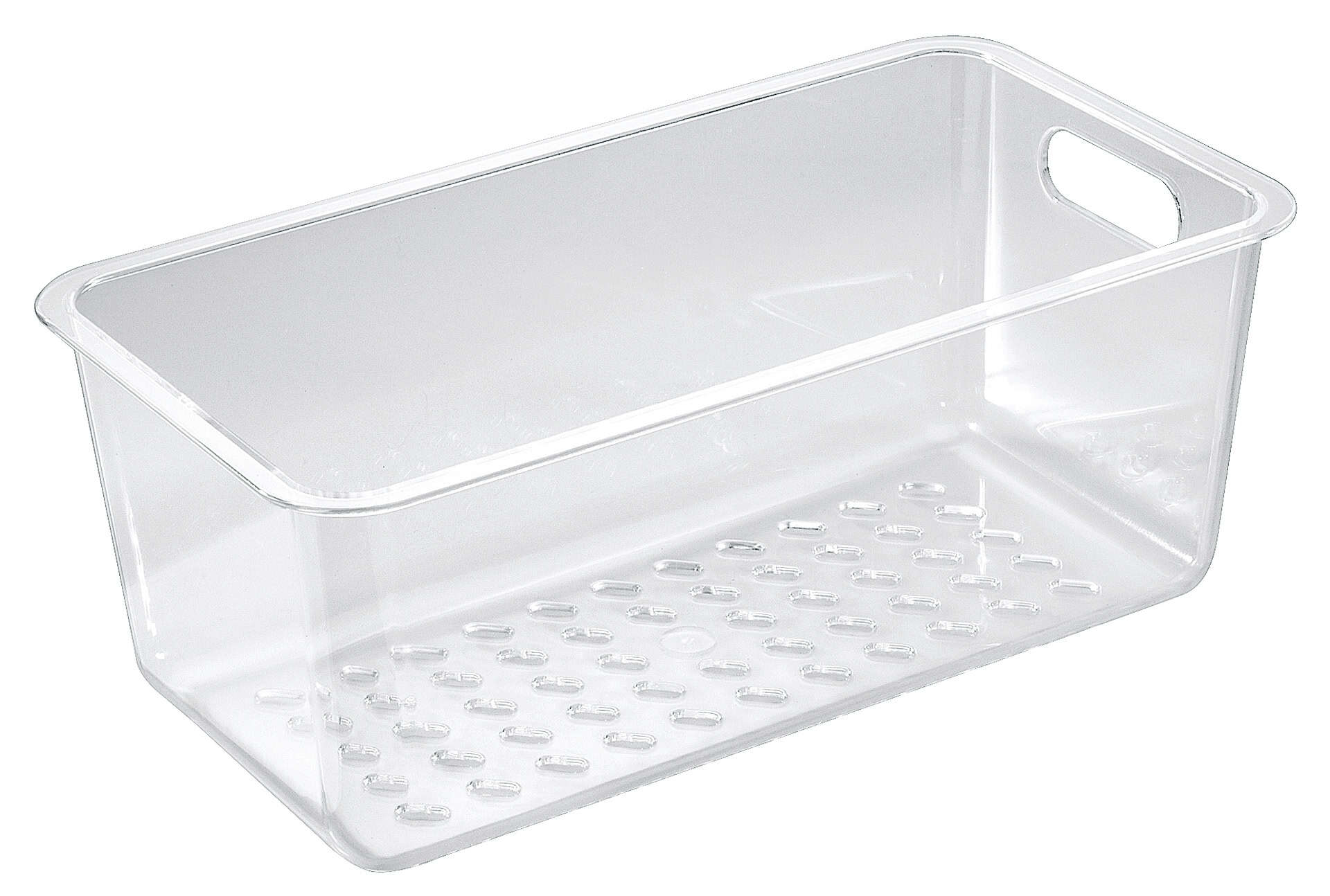 SPVASPOL - Vaschetta in policarbonato con fondo forato e manico incorporato.