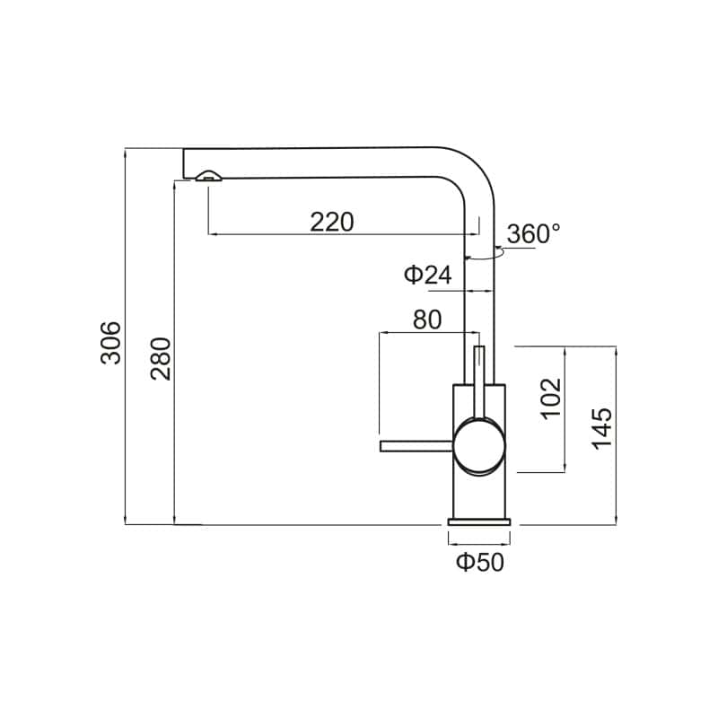 Disegno tecnico di un miscelatore cucina