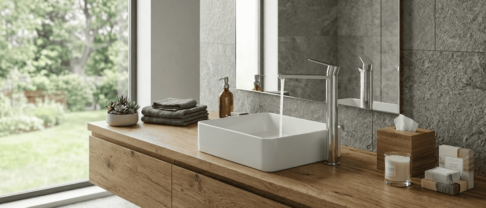 Moderno bagno con lavabo minimalista