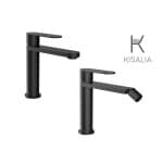 Set Miscelatore Lavabo Kisalia FUSION100 e Bidet Kisalia FUSION101 finitura NERO OPACO senza scarico