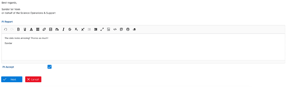 QA reporting interface