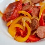 If you are looking for a little more spice in your post-op Gastric Sleeve or Bypass diet, you need to try this easy sheet pan dinner for Creole Turkey Sausage and Peppers! High in protein, very filling and so flavorful. #gastricsleeverecipes #gastricbypassrecipes #spicyfood #sheetpandinner #wlsrecipes