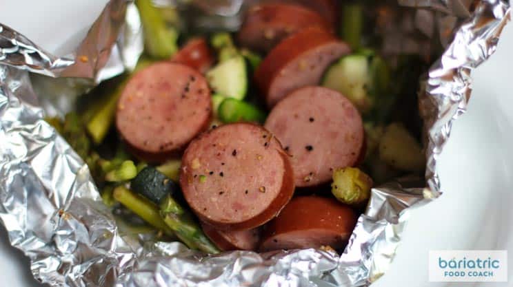 turkey kielbasa sausage foil packs on the grill