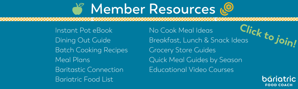 member resources image for bariatric food coach including meal plans educational videos no cook meal guide dining out guide and more