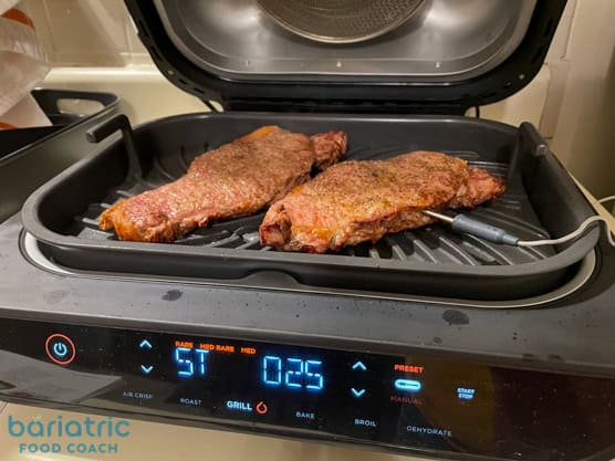 grilled steaks on a Ninja Foodi Smart XL grill