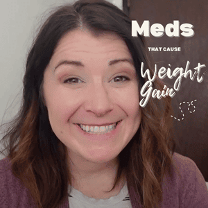 image of Steph Wagner MS RDN with text overlay meds that cause weight gain