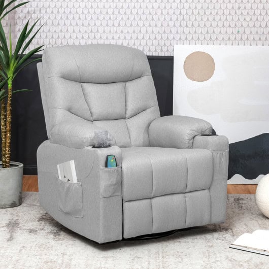Massage Recliner Chair with Heat, Vibration, Rocking, and Swivel