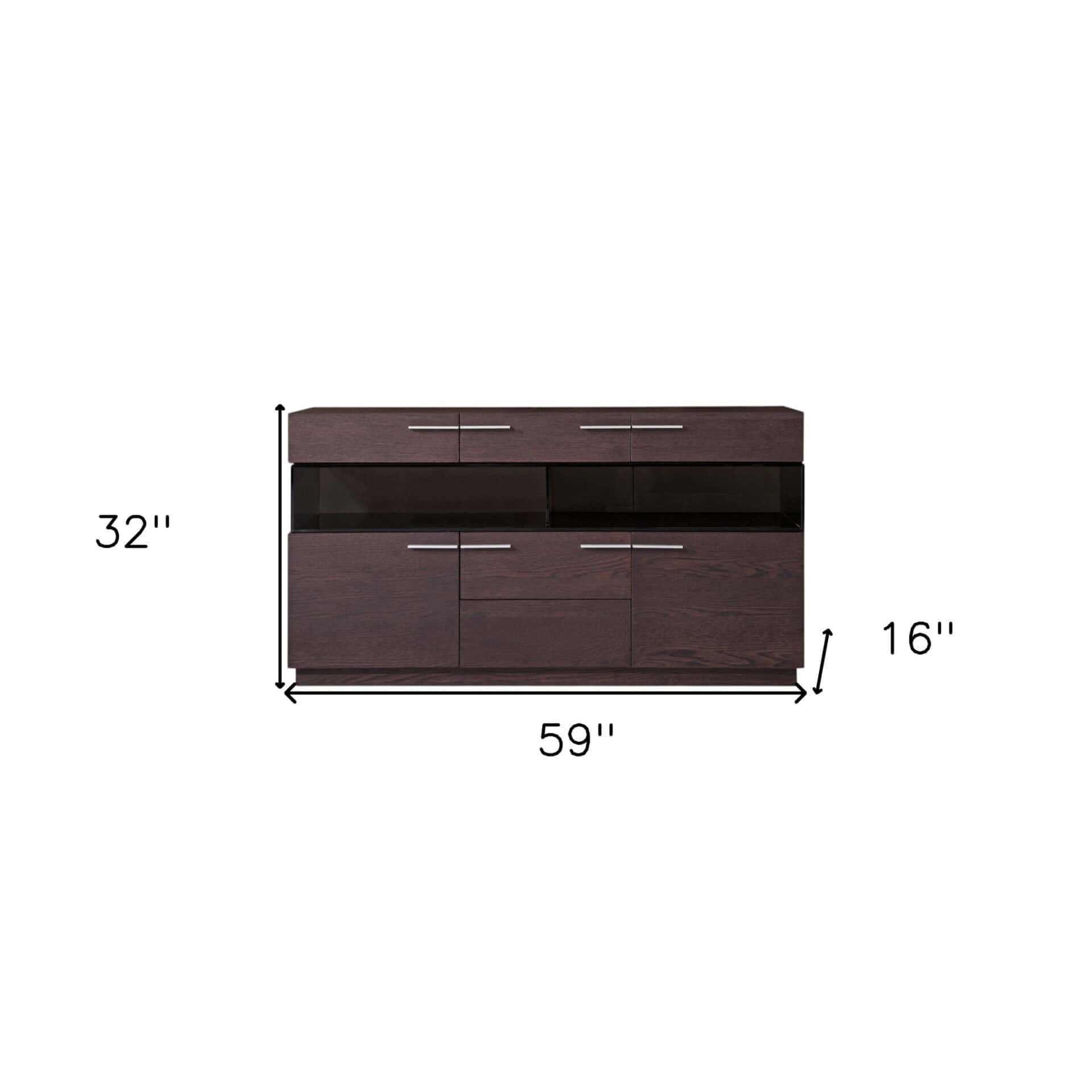 Brown Solid Wood Sideboard with Glass Doors and Storage Shelves - Image 7