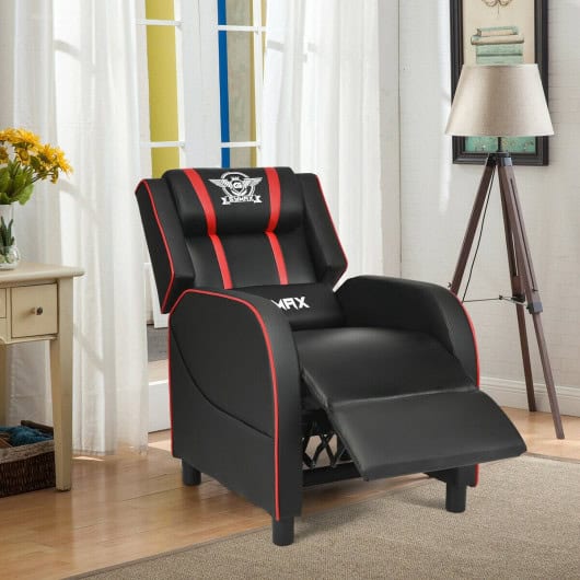 Reclining Massage Gaming Chair with Adjustable Backrest and Footrest