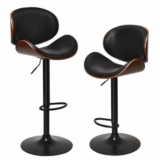 Adjustable Swivel PU Leather Bar Stools with Footrest (Set of 2) - Image 6