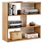 Geometric 3 Shelf Open Bookcase with Anti-Tip Safety Features